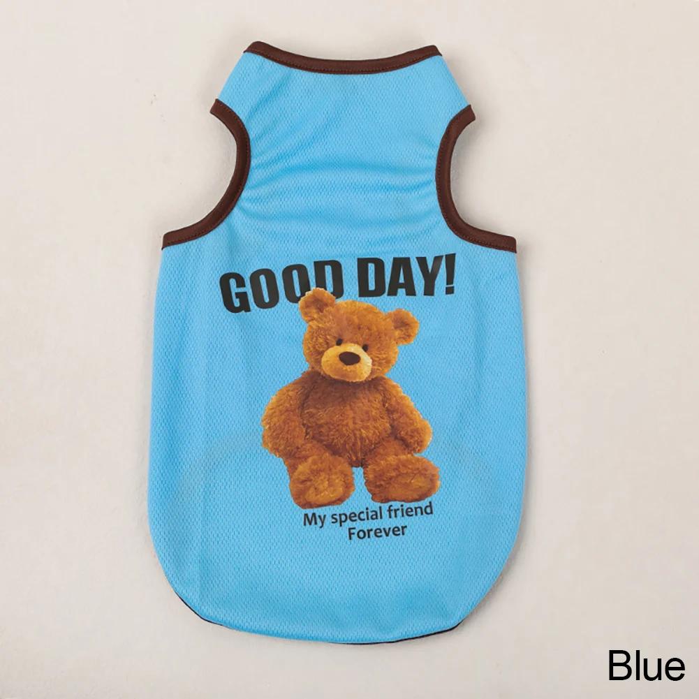 Spring Dog Vest Thin Breathable Puppy Clothes Cute Bear Printed Cat T-shirt Sleeveless Chihuahua Pullover Pet Supplies