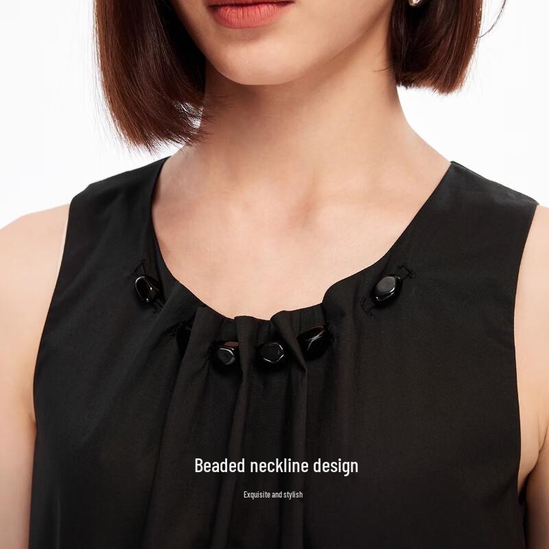 VEROMODA Pure Cotton Beaded Neck Tie-Waist A-Line Dress