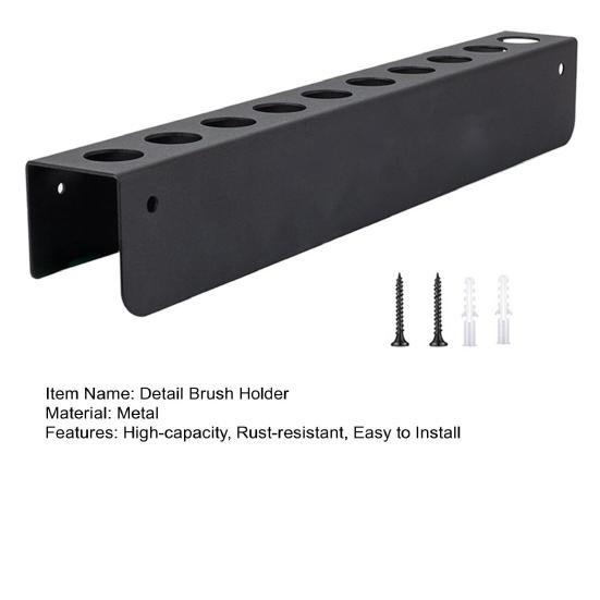 Detailing Brush Holder 10 Holes Wall Mount Car Detailing Brush Organizer Heavy Duty Detailing Brush Rack for Garage Workshop Storage And Organization