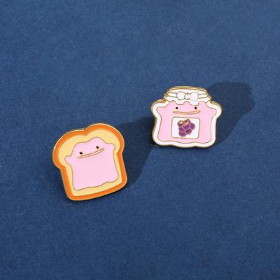 Cute Cartoon Toast Bread Brooch Soft Cute Personality Milk Jar Alloy Drip Metal Badge Bag Accessories