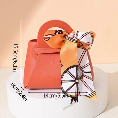 1PCS Leather Gift Bags Bow Ribbon Packaging Bag Wedding Favour Distributions Bags Eid Mubarak Candy Packaging Box Mini Handbag