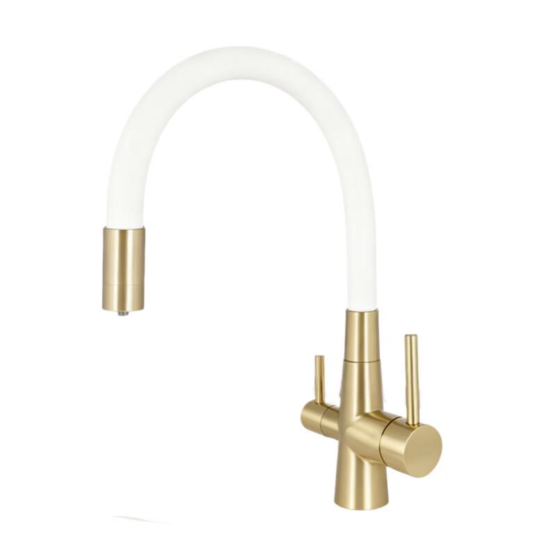 Brushed Gold 3-in-1 Pull-Out Kitchen Faucet