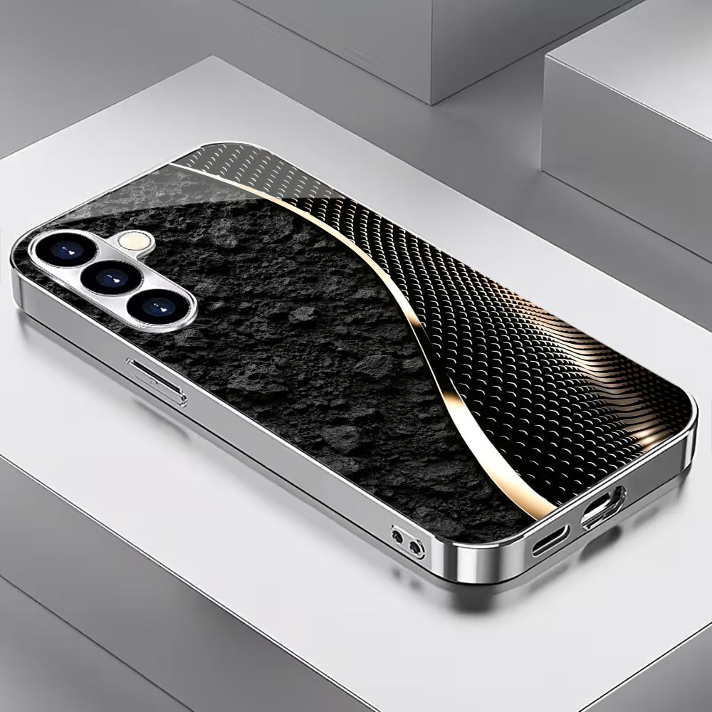 Sleek Carbon Fiber Black phone case glass s26 ultra case s25 ultra case for Samsung Galaxy S26 S25 S24 S23 S22 FE Ultra Plus