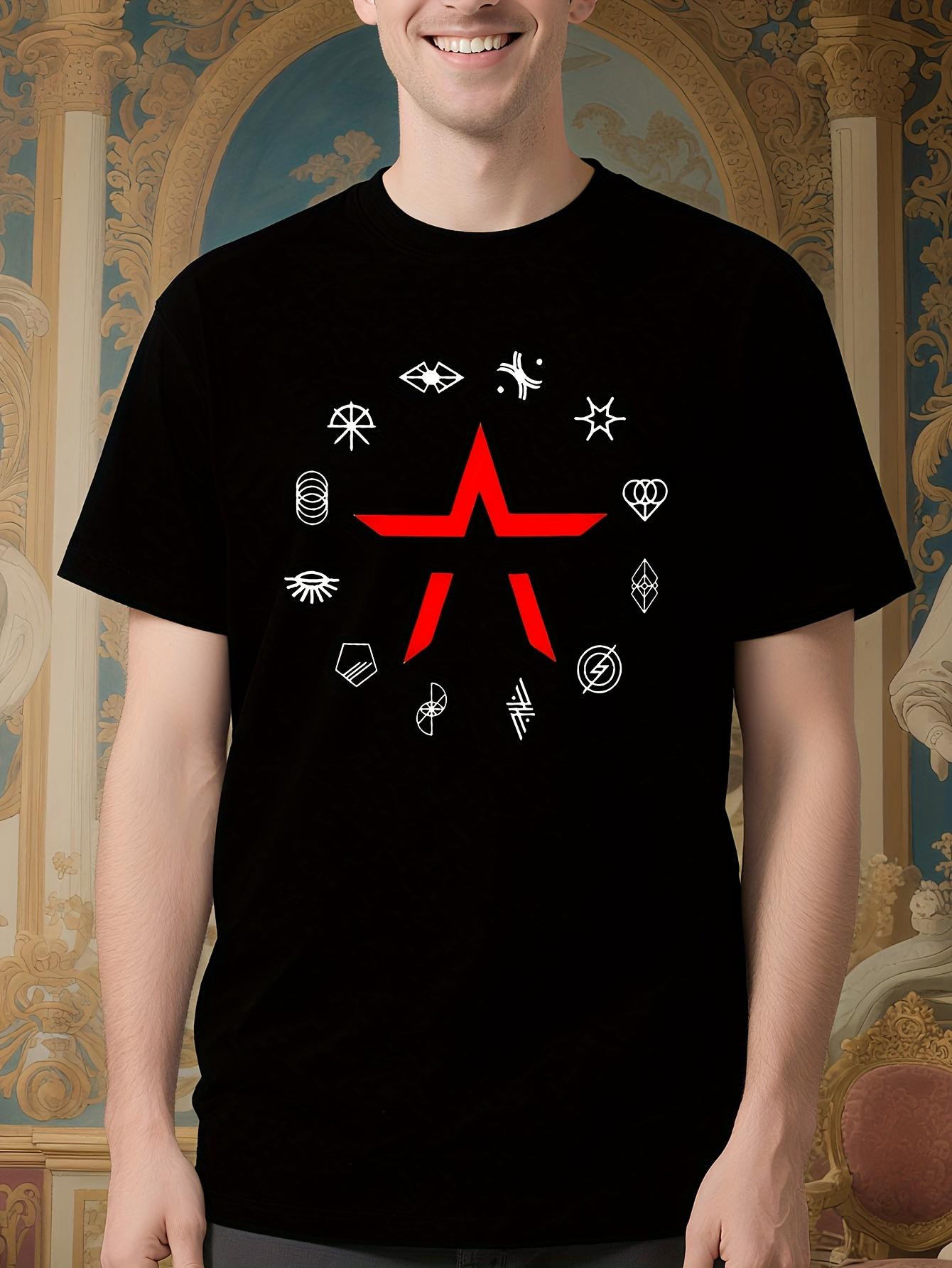 Funnys Heavyweight Tshirt - Black Band Tee with Red Starb... XXL