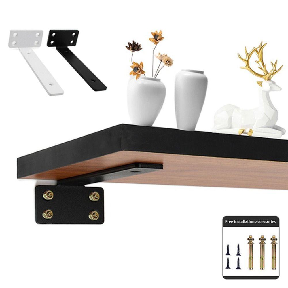Thickened Floating Shelf Brackets Wall-Mounted Space-Saving Invisible L Bracke Integrated Rust-Resistant Furniture Board Support