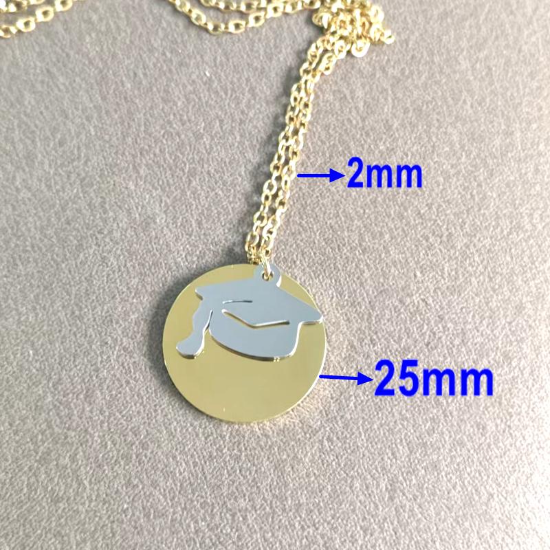 10pcs lot 304 stainless steel Round Dis With Hat gold steel color pendant necklace 45cm