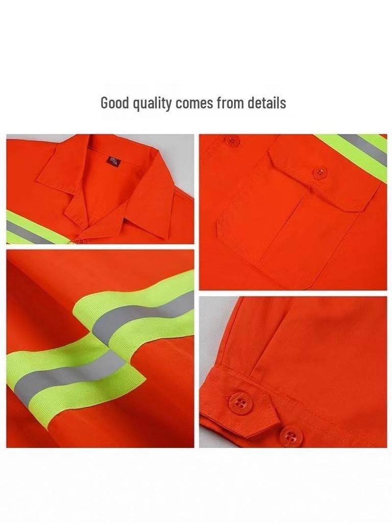 Reflective Workwear Set: Spring & Autumn, Summer Sanitation, Road Construction, Wear-resistant, Thin Long-sleeved Uniform