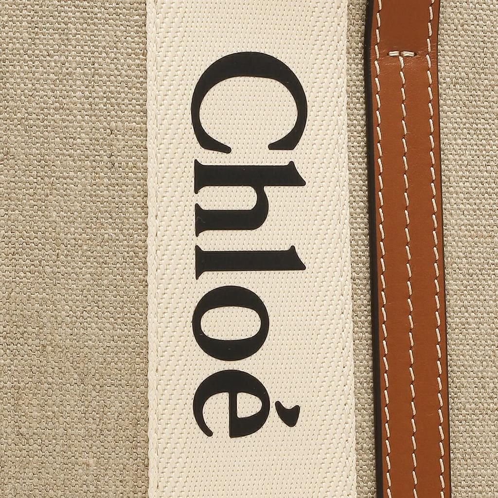 Chloe Woody Medium Tote A4 Size Compatible Bag, Beige/Brown, Women's, CHC22AS383I26, 90U, [Used]