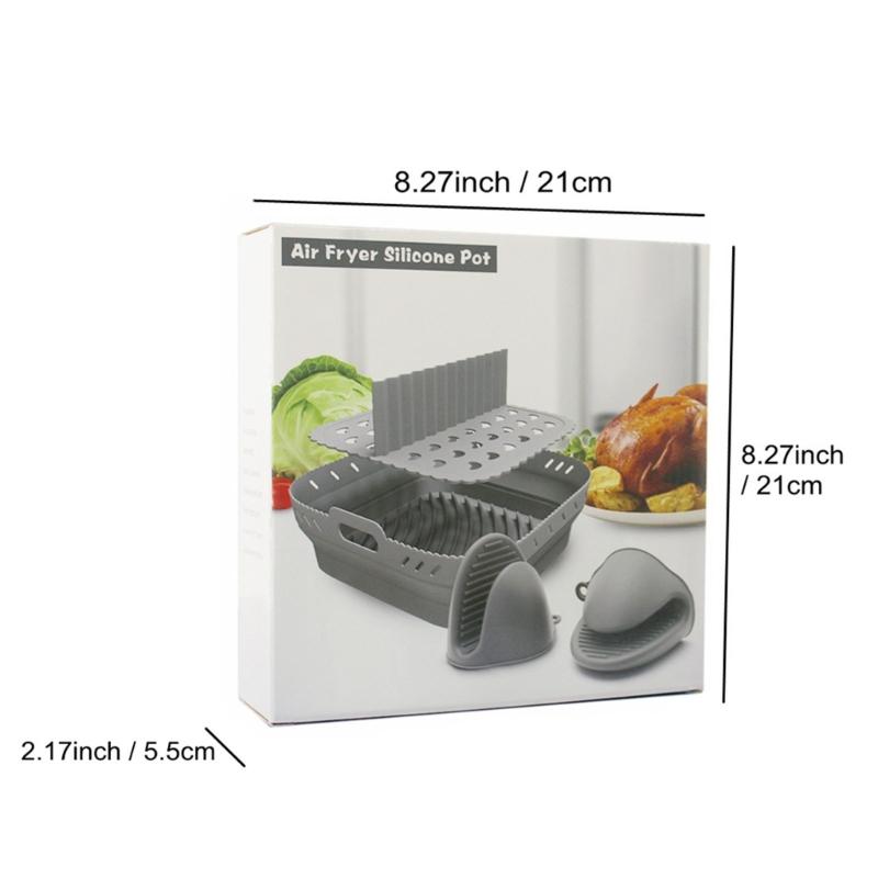 Air Fryers Divider Fryers Accessories Square Silicone Air Fryers Basket Air Fryers Inserts Silicone Liner with Divider