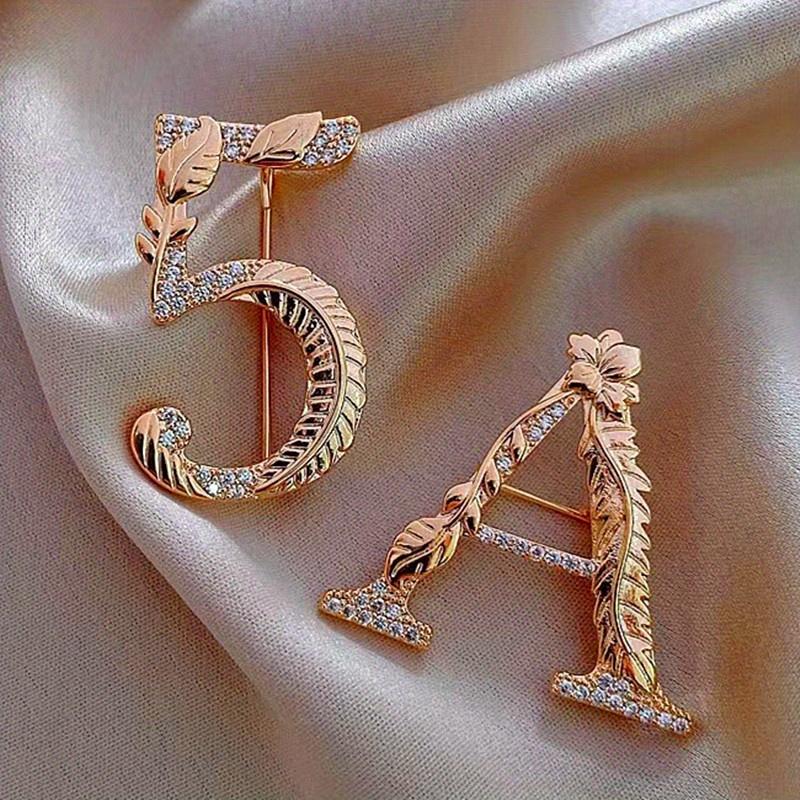 Women Men Number 5 Crystal Exquisite Elegant Pin Badges Fashion Classic Lady Rhinestone Brooch Jewelry