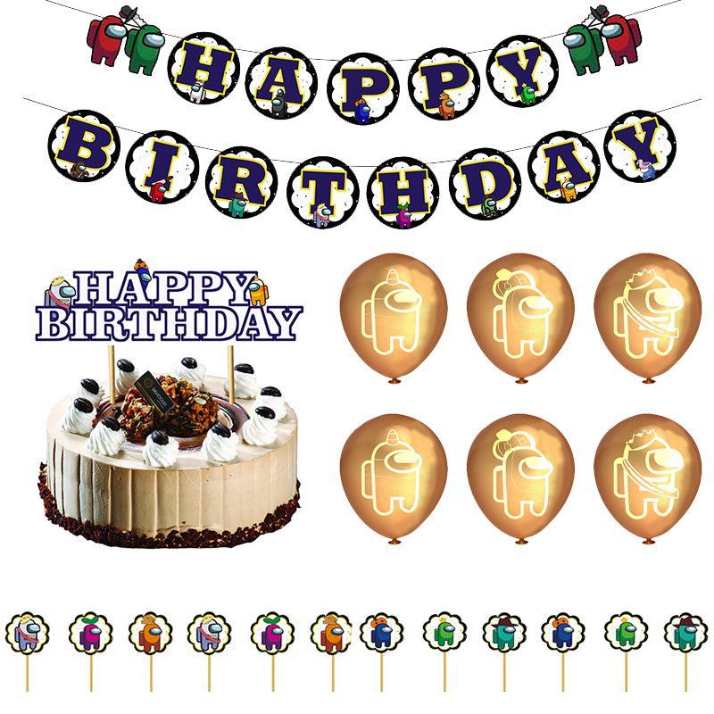 Party Birthday Theme Decor Suit Supplies Set Balloon Caketopper Banner