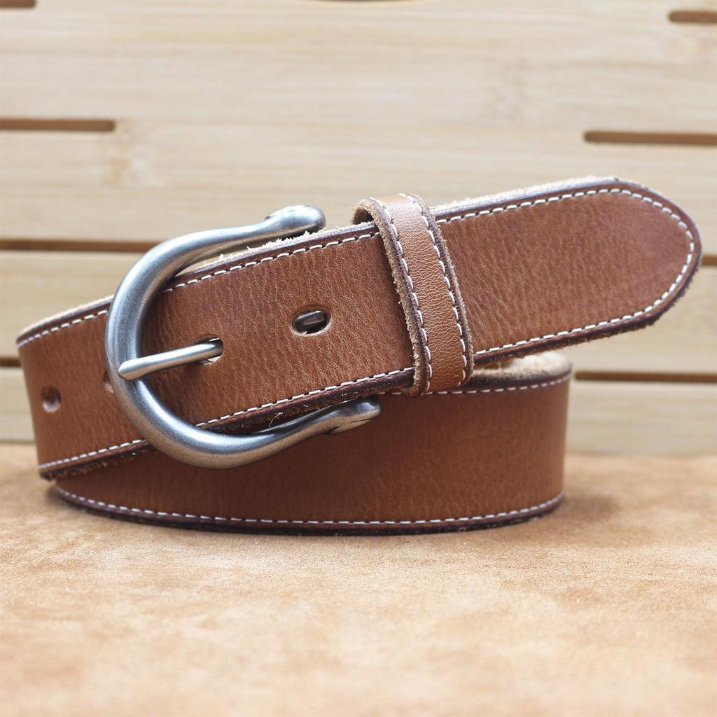 Herren Retro Gürtel aus echtem Leder - Oberste Schicht Rindsleder mit Dornschließe, Vielseitig für Mode und Hosen