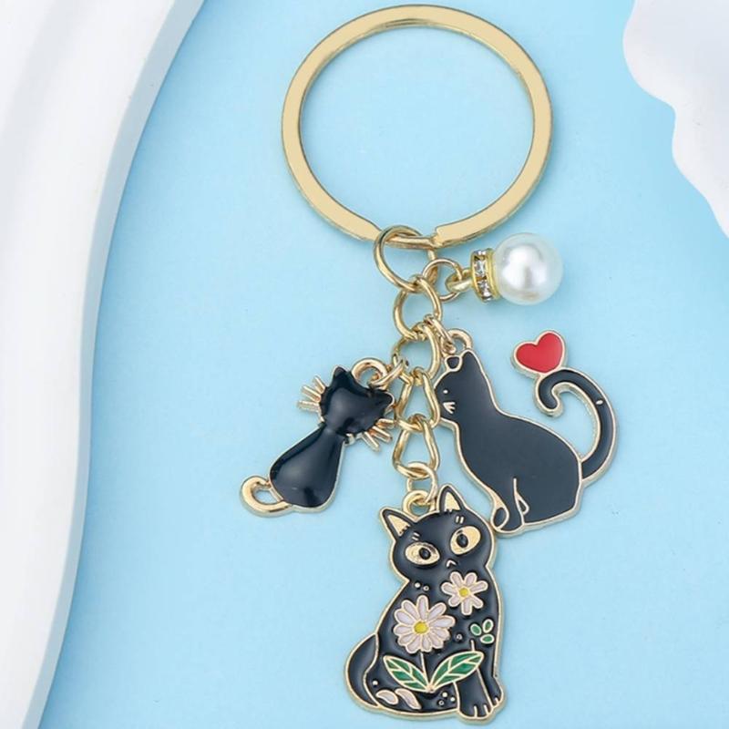 Cute Cats Pet Charm Keychain Chic Cats Figure Bag Hanging Decoration Charm Multipurpose Key Chain Adornment