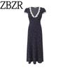 Za Summer New Arrivals Women's Clothing Zr European and American Style V-Neck Waist-Cinching French Lace Patchwork Polka Dot Short-Sleeve Dress