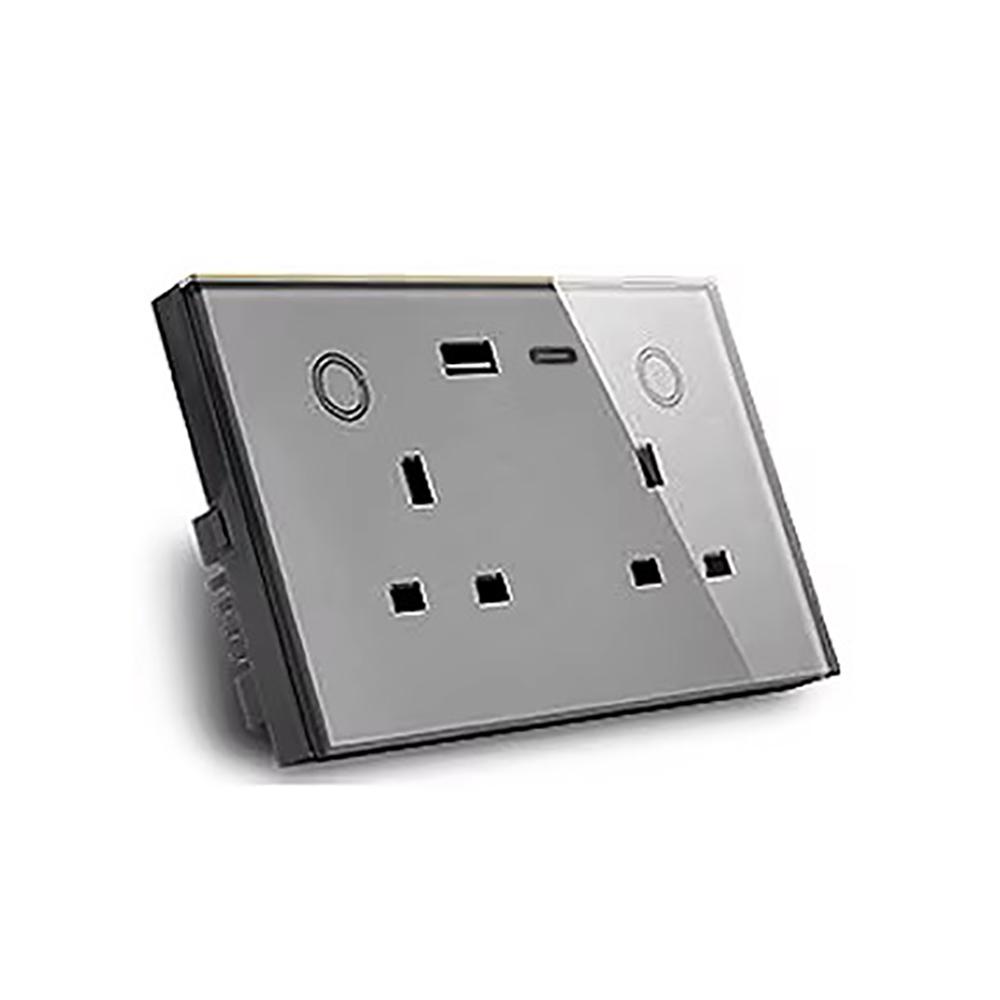 Melery Smart Tuya WiFi Dual UK Socket USB Type-C PD 20W Touch Control,Voice Controls Electricity Monitoring, Alexa Google Home