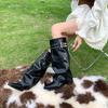 British Style Riveted Babes Knight Boots Women's New Trouser Boots Long Boots High Boots Stacked Boots