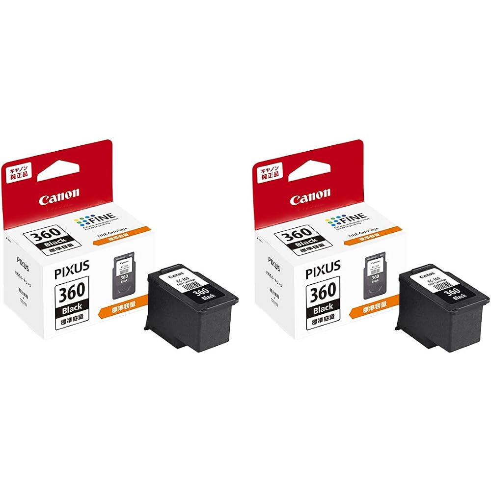 Genuine Canon Ink BC-360 Black, Set of 2, FINE Cartridges, Standard Capacity, 3709C001
