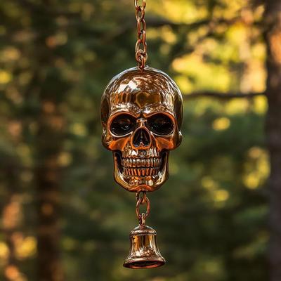 Decorative Skull Ornament Dark Theme Wind Chime Vintage Skull Wind Chime for Indoor Outdoor Garden Patio Metal Hanging Bell