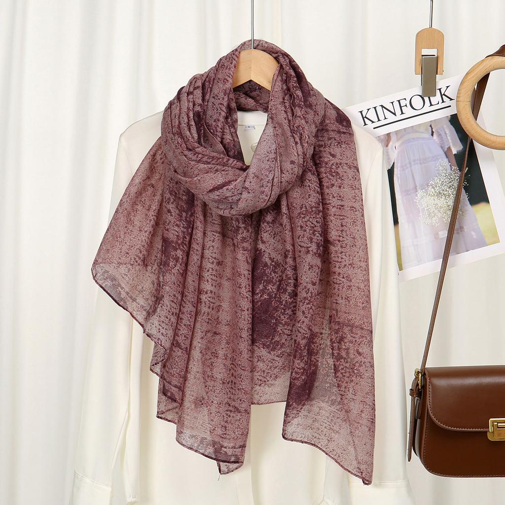 Fashion Printed Hijab for Women Color Blending Voile Scarf Muslim Soft Premium Shawl Breathable Headscarf Turban 180*90CM