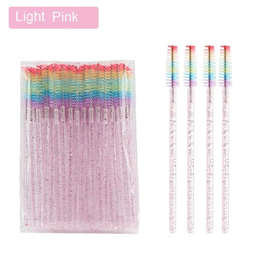 50Pcs Crystal Eyelash Brush Microbrush Cosmetics Tool Eyelash Brushes Rainbow Color Eyelashes Extension Spoolie
