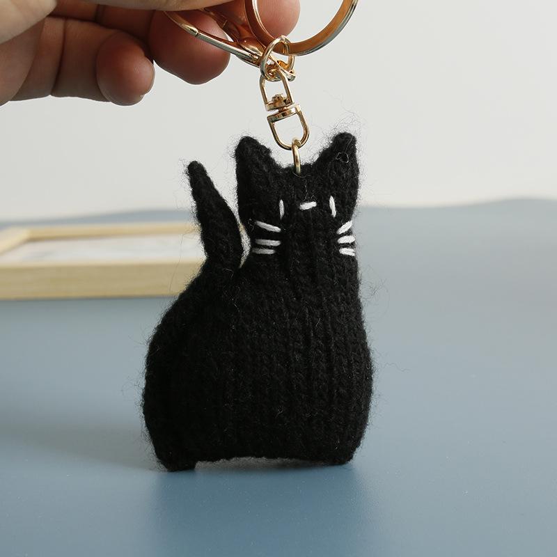 Funny Kitten Doll Crochet Keyrings Handmaking Crochet Cat Doll Keychain For Bag Pendant Kawaii Kitten Keychain Creative Gifts