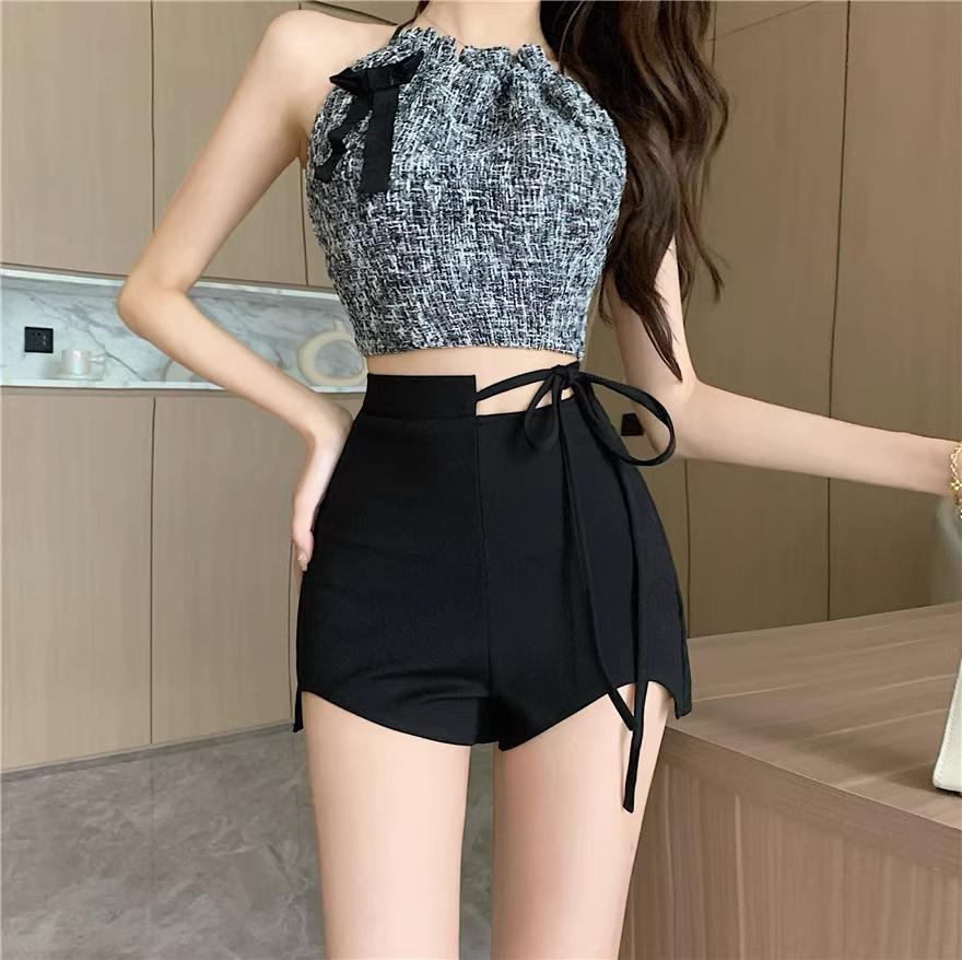 2025 Letní černé horké šortky s vysokým pasem pro ženy