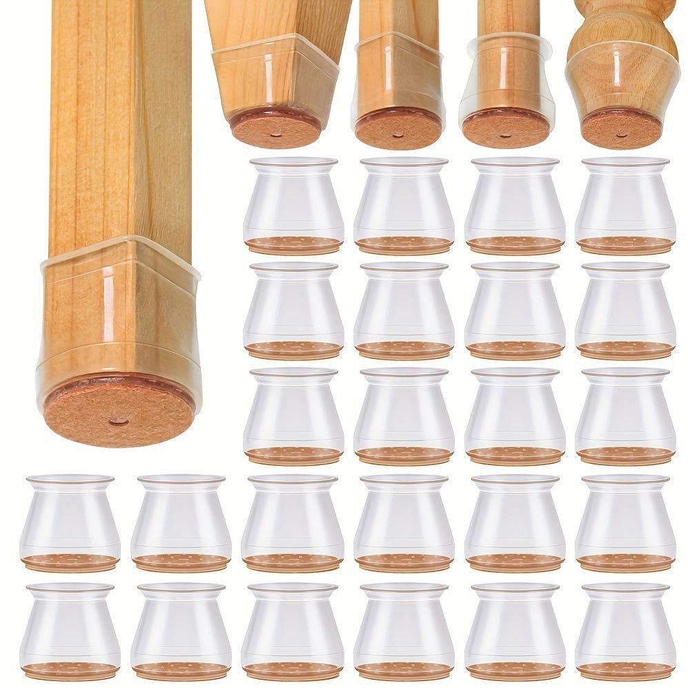 24 Pcs Chair Leg Protectors for Hardwood Floors Silicone Chair Caps Covers Feet Furniture Pads Sliders Wrapped Felt Bottom