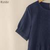 ZANZEA Vestido de Verano Casual para Mujer con Cuello Redondo y Manga Corta