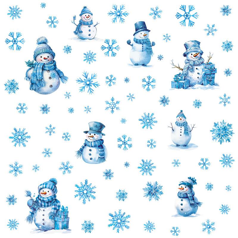 Jul Snöflinga Snögubbe Väggdekaler Julglasfönster Vardagsrum Heminredning Tapetkonst Avtagbar Nyårsdekal