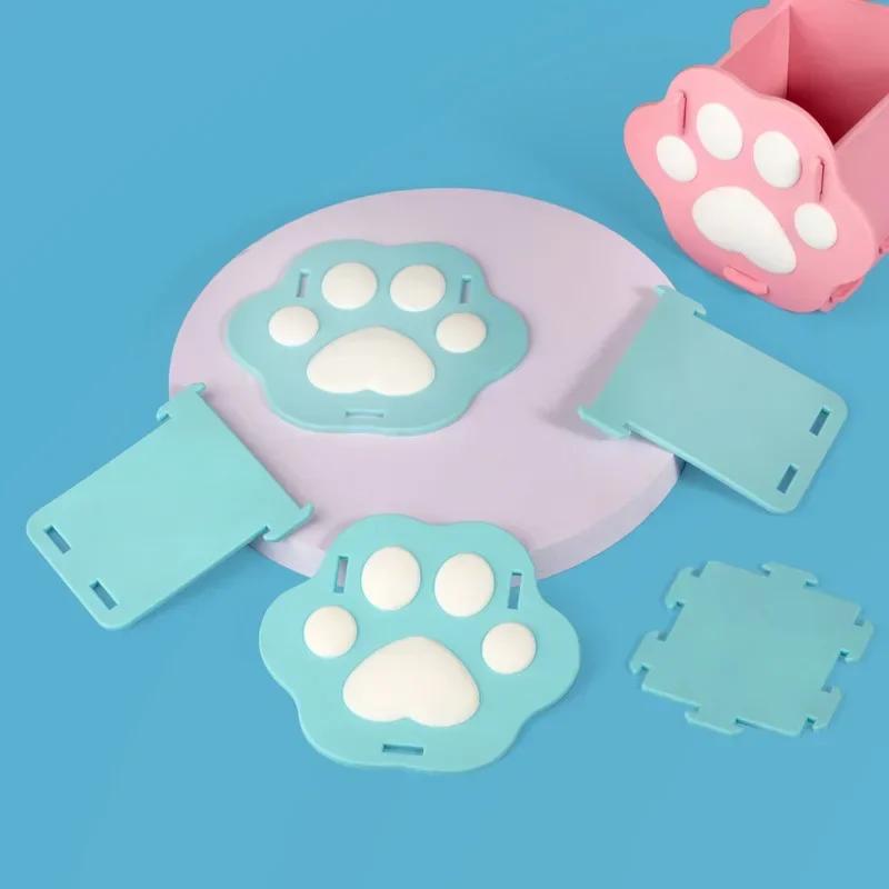 1pc Cute Cartoon Cat Claw Pen Holder Student Desktop Storage Box Cosmetics Pencil Organizer for Desk, School Pen Container