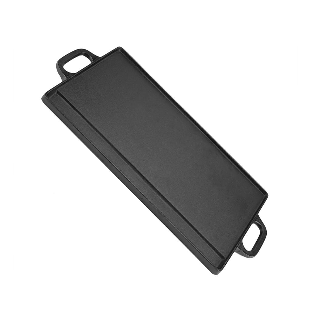 Cast Iron Frying Pan, Double-Sided Baking Cooking Pan with Two Integral Handles, Even Heat Distribution, for Oven, Gas Stove, Induction Cooker, Outdoo