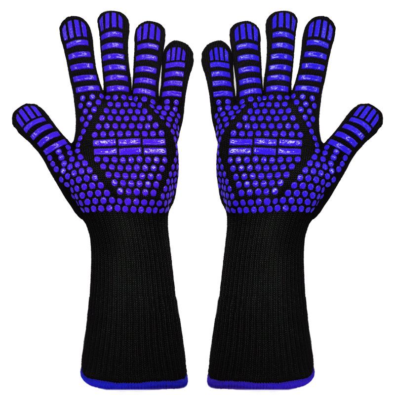 

High-Temperature Resistant Silicone Flame Retardant Gloves for BBQ, Oven, and Microwave – Heat Insulation and Anti-Scald.