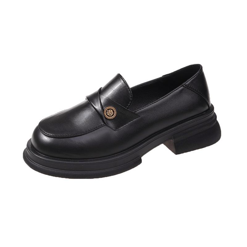 Mocasini cu platformă mică interioară pentru femei 2025 toamnă și iarnă, catifea, stil britanic, pantofi simpli, negri, pentru navetă, pantofi mici din piele