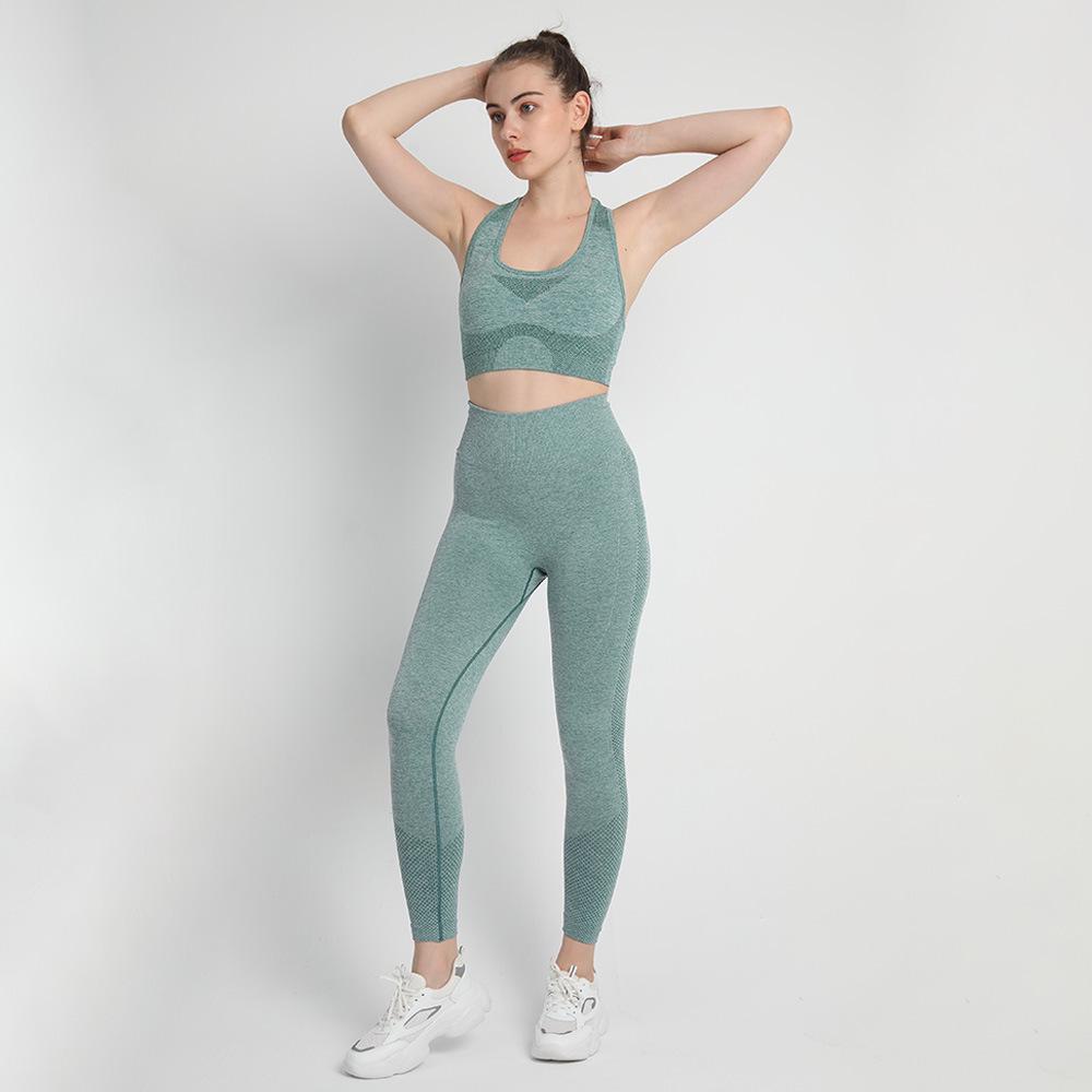 European & American Women's Butt-Lifting Seamless High-Waisted Yoga Pants & Bra Set