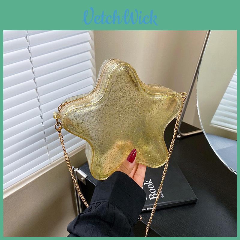 Fashion Gold Silver Star Shaped Women Single Shoulder Chain Bag For Daily Fashion