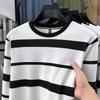 Korean Style Color Block Striped Loose Long Sleeve Top for Autumn/Spring