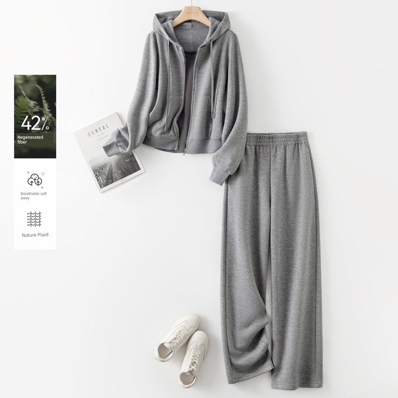 

Ihimi Sea Спокойный Повседневный Тонкий Флэш Толстовка Кардиган Брюки Комплект из двух предметов Женский Осенний Худи Модный Спортивный Комплект