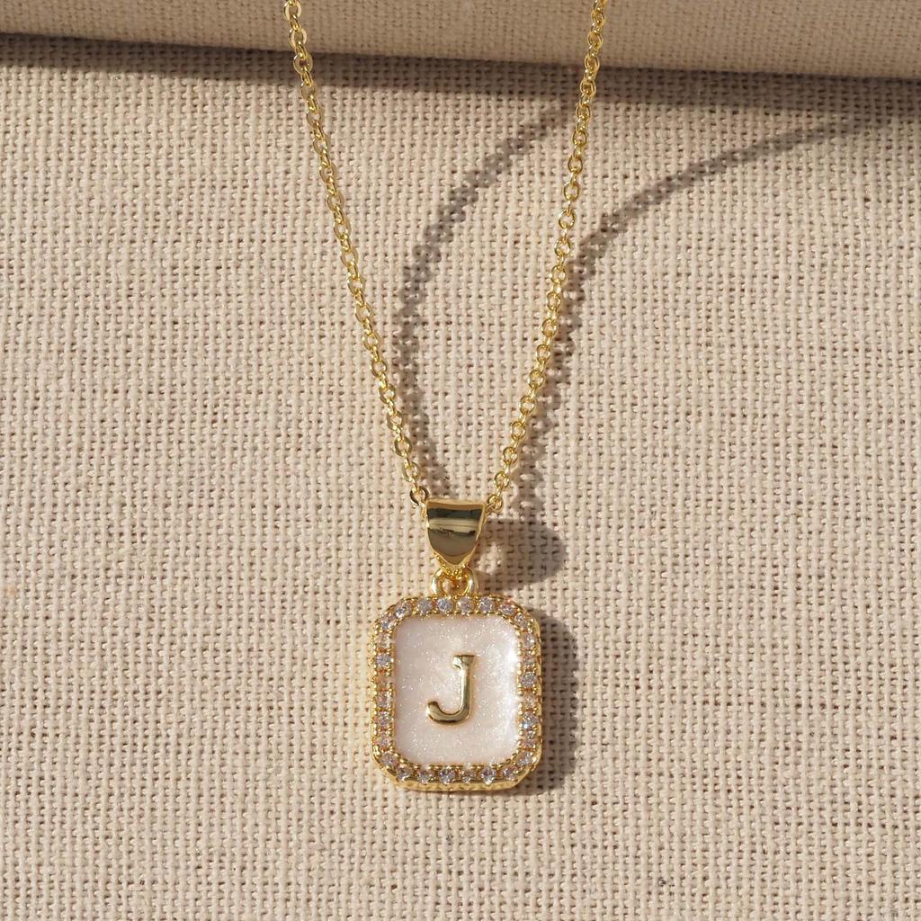 Trendy Gold-Plated A-Z Initial Pendant Necklace with Enamel Finish