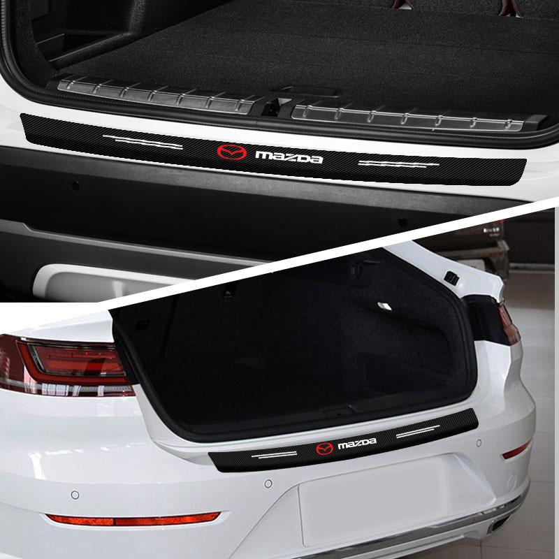 1pcs Carbon Fiber Car Trunk Rear Bumper Sticker Guard Plate Protector For Mazda 6 3 CX5 5 2 323 CX7 Demio Atenza Axela MX30 CX30 CX3 CX9 RX8 RX7