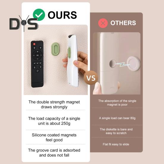 4 Pairs Magnetic Remote Control Holder Easy To Install Self-Adhesive Wall Mount Remote Control Organizer