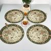 Anti-scald Flower Linen Table Mat Anti-slip Round Dining Mat  Party Table Decoration