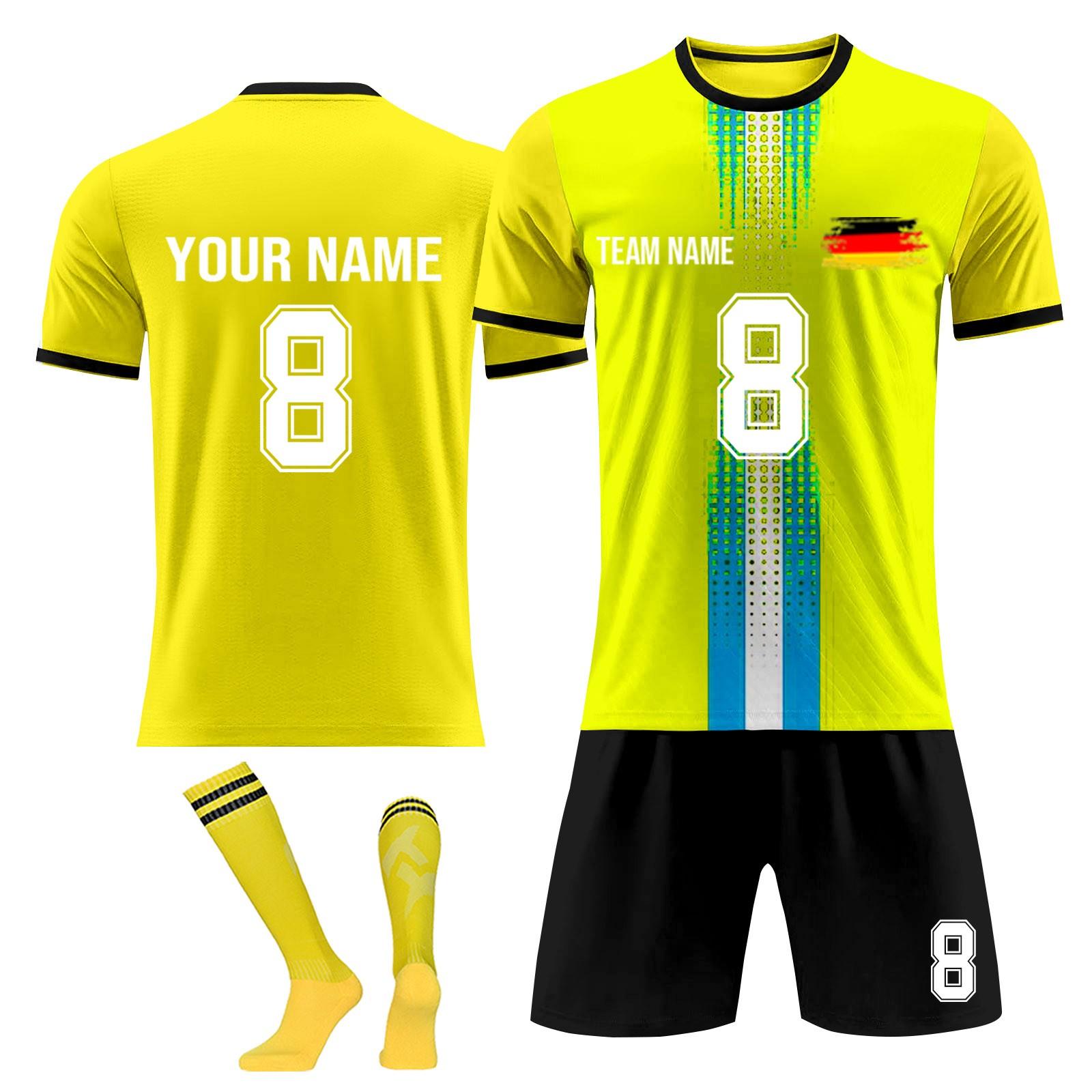 

Комплект персонализированных рубашек для мужчин и девочек с именем и номером, футбольные майки на заказ для мальчиков, тренировочный костюм 16 жёлтый