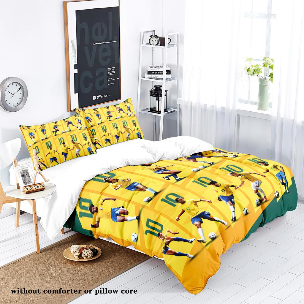 Star Polyester Three-Piece Set Bedding Quilt Cover Pillowcase 90G Sanded Cloth Digital Printing