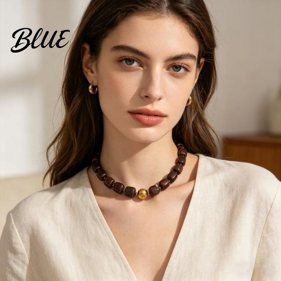 Non-fading Necklace Colorful Beaded Choker Resin Beads Boho Chunky Fashionable