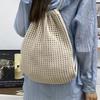 Simple woven mesh pocket drawstring backpack fashionable versatile shoulder bag large capacity messenger bag tote bag