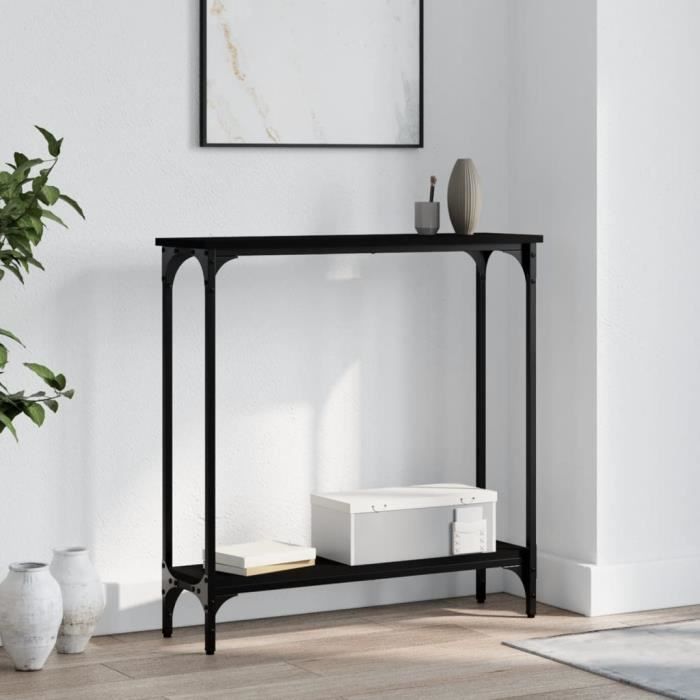 VidaXL Table console noir 75x22,5x75 cm bois d'ingénierie 834020