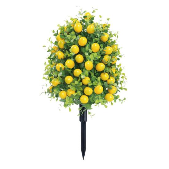 

22-дюймовое искусственное лимонное дерево с шипом в земле, устойчивое к ультрафиолетовому излучению, искусственные кустарники, вечнозеленое растение для внутреннего сада, патио, двора, декора 1pc