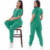 Multicolour Jogger Suit Nurse Scrubs Set Medical Clinical Clothes Doctor Nursing Uniforms Short Sleeve V-neck Tops Pocket Pants