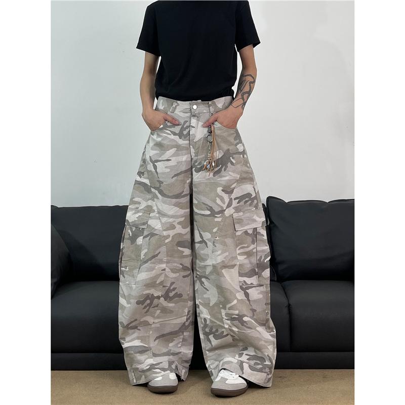 Amerikanische Retro-Camouflage-Arbeitshosen für Herren, neue lockere gerade weite Hosen, Schurken-handsome, vielseitige High-Street-Langhosen