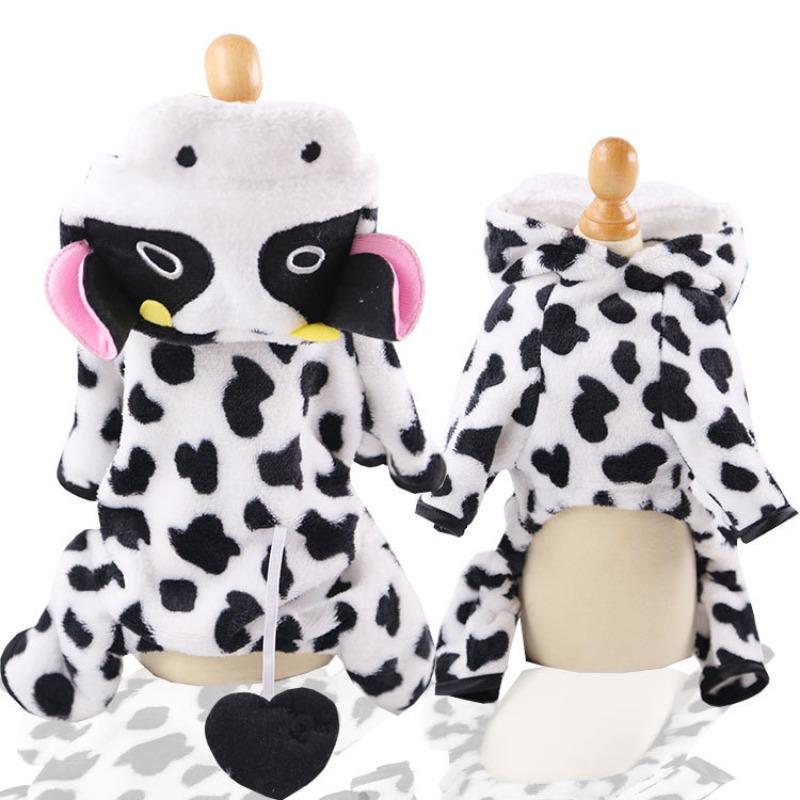

Autumn and winter new products dog coral fleece cat clothes pet clothes cow cat transformation cartoon medium dog dog supplies XXL bust 55 back length 45cm